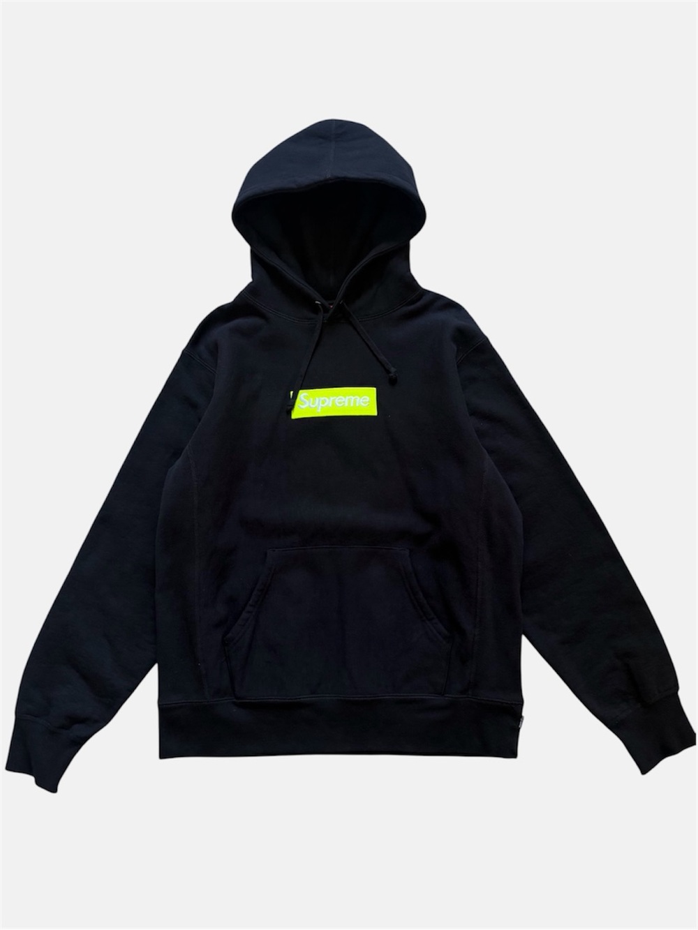 Supreme FW17 Box Logo Hoodie Black Lime Green Neon Size Large - Picture 1 of 10
